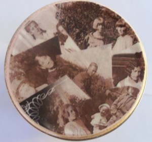 Collage of Photos on tin lid 