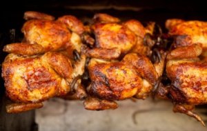Recipes Using Rotisserie Chicken. Chickens Being Roasted Rotisserie Style