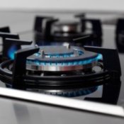 Blue flame on gas stove burner