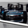 Blue flame on gas stove burner