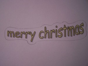 Sheet of paper with Merry Christmas printed on it