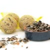 Suet balls and bird seed.