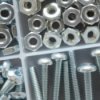 A tray of nuts and bolts.