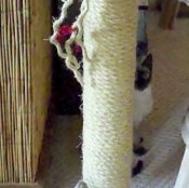 Photo of a homemade cat scratching post.