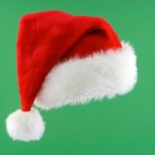 Santa Hat on Green Background