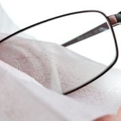 Close up of Cleaning Eyeglasses