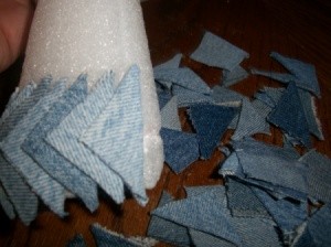 Denim Christmas Trees Step 1