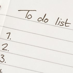 A numbered to do list on paper.