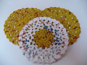 Plarn centerpieces.