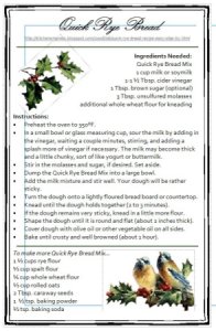 Recipe card for rye bread.