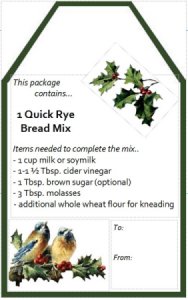 Gift tag for rye bread mix.