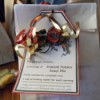 Closeup of soup mix tag tied to ribbon.