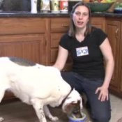 How to Make Dog Food, Woman With Dog Eating Homemade Pet Food