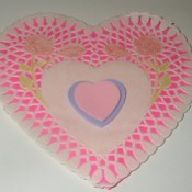 Doily heart Valentine's Day decoration.