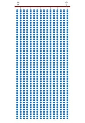 A curtain made of strung bottle caps.