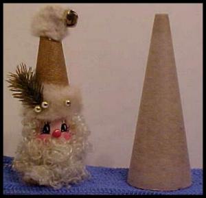 Empty cone next to a completed Santa.