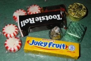 Pieces of candy for the train.