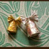 Two completed bells with bows attached.