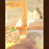 Girl spotting santa christmas card