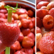 Using a straw to hull strawberries.