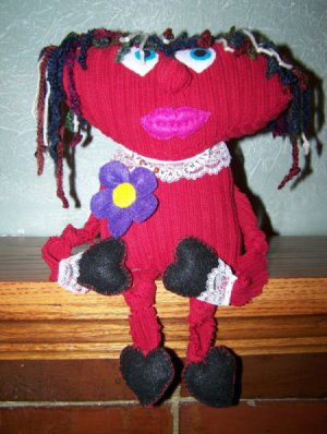 Full length view of mopheart doll.
