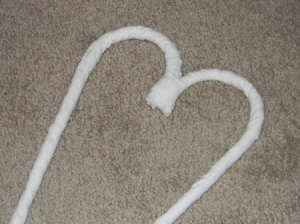 Muslin wrapped hooked top to make heart.