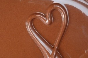 A heart drawn in chocolate.