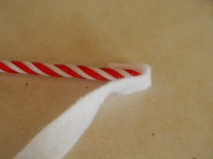 Step 2 attaching batting to tip.