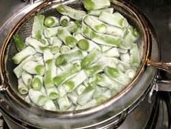 Frozen Green Beans in a pot