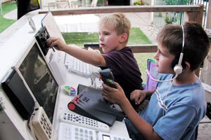 Kids spaceship made with recycled items