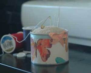 Sock Pin Cushion in Can