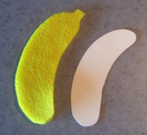 Banana peel and card.