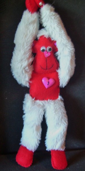 Finished red and white monkey.