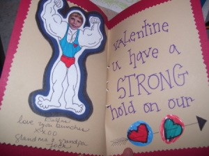 Completed strongman card, including view on inside message.