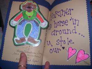 Completed cowboy card, including inside message.