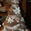 A beach towel wedding cake.