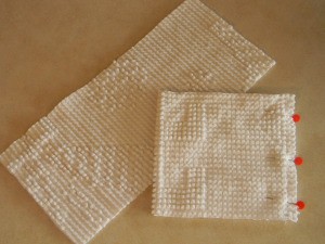 Folding fabric for bunny head.