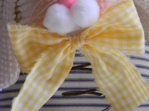 Closeup of fabric bow.