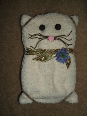 Finished cat towel.