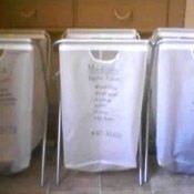 Laundry Bins marked with colors to avoid bleeding.
