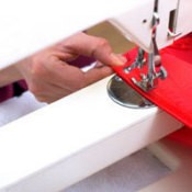 Sewing stretchy fabric with a sewing machine.