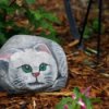 rock painted like cat