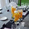 Candle centerpiece at a wedding.