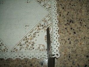 Cutting edge from paper doily.
