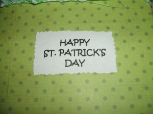 Happy St. Patrick's Day message on front of card.