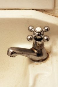 Removing rust stains from a sink.