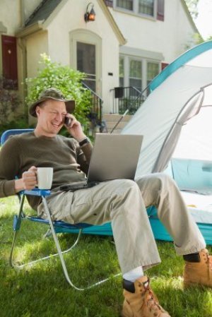 Vacationing At Home, Vacationing at home by camping in the backyard.