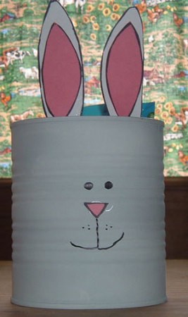 Bunny easter basket made form a formula can.
