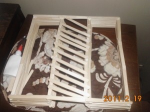 Popsicle Stick Shelf - attach backing for stabilization.