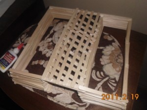 Popsicle Stick Shelf - continue attaching backing